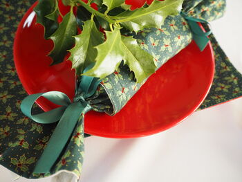 Green Holly Reusable Pullable Christmas Crackers, 6 of 7