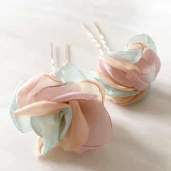Mint Green And Pink Floral Hair Pin Set, 3 of 5