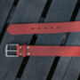 Premium Handmade Red English Leather Mens Belt, thumbnail 6 of 7