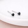 Tiny Sterling Silver Onyx Micro Stud Earrings – 3mm, thumbnail 2 of 6