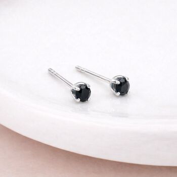 Tiny Sterling Silver Onyx Micro Stud Earrings – 3mm, 2 of 6