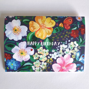 Floral Print Happy Birthday Card, 3 of 4
