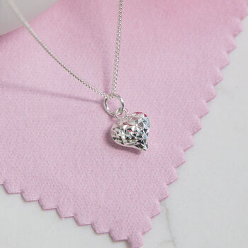 Sterling Silver Faceted Heart Necklace With Personalised Box, 2 of 3