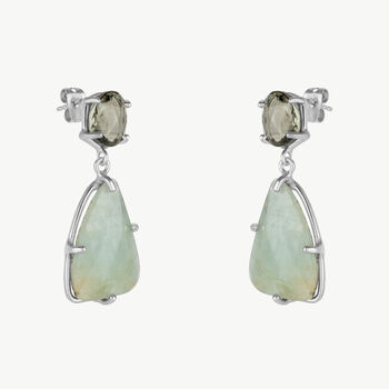 Drop Eau De Nil Gemstone Silver Earrings, 2 of 2