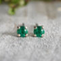 Natural Emerald Stud Earrings In 18ct White Gold, thumbnail 1 of 4
