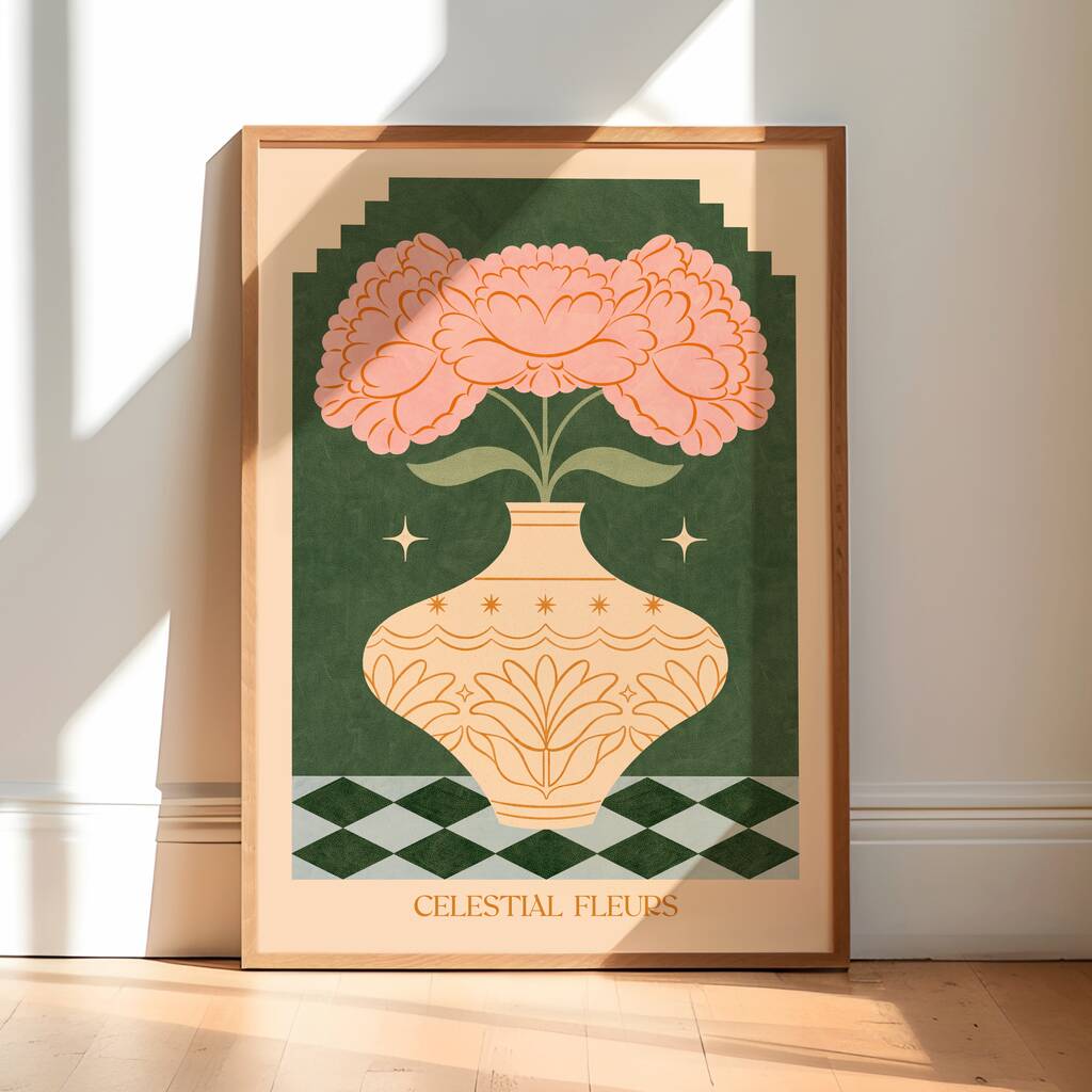 Celestial Fleurs, Floral Vase Bohemian Plant Art Print, Flower Poster, 1 of 3