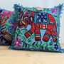 Hand Embroidered Elephant Cushion Cover, thumbnail 11 of 12