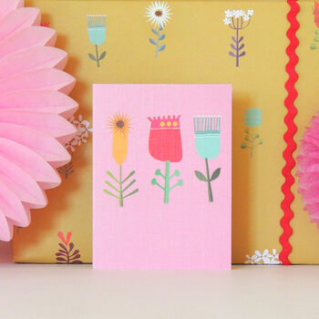 Pink Dainty Blooms Mini Greetings Card, 3 of 4
