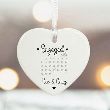 Personalised Engagement Day Porcelain Heart For Couples, 2 of 2