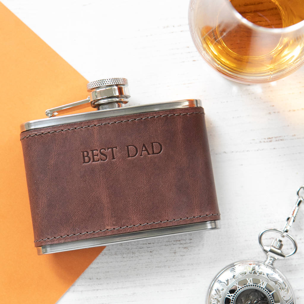 personalised couples leather hip flask gift set by williams handmade