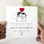 Personalised Poem Penguin Crochet Heart Valentine's Day Card, thumbnail 1 of 3
