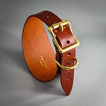 Brown Leather Whippet Collar And Matching Lead Set, 3 of 12