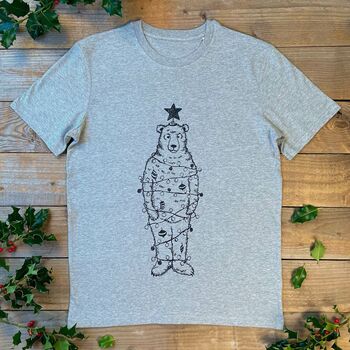 Christmas Tree Bear, Men's Organic T Shirt, 2 of 4