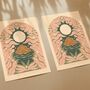 Moonlit Manifest, Bohemian Floral Celestial Yoga Meditation Art Print, thumbnail 2 of 3