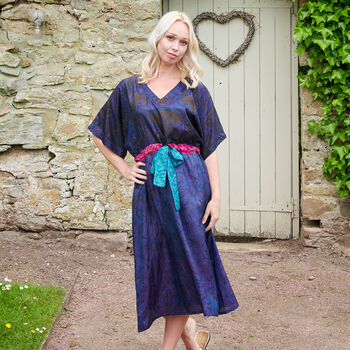 Jacinda Pure Silk Vintage Print Dress, 5 of 12