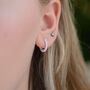 Sterling Silver Chunky Beaded Huggie Hoop Earrings, thumbnail 1 of 7