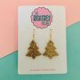 Gold Glitter Christmas Tree Earrings Small And Large, thumbnail 1 of 3