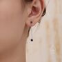 Black Cz Dangle Chain Stud Drop Earrings, thumbnail 3 of 12