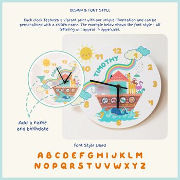 Noah's Ark Personalised Children's Clock, 5 of 6