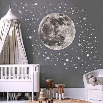 Moon And Stars Fabric Wall Sticker, 4 of 6