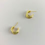 Sterling Silver Triple Hoop Stud Earrings, thumbnail 5 of 6