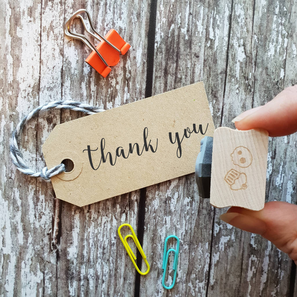 Thank You Script Font Rubber Stamp By Skull and Cross Buns Rubber Stamps