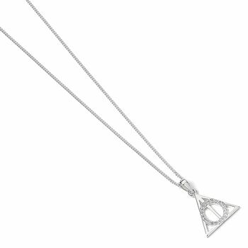 Harry Potter Sterling Silver Deathly Hallows Necklace With Crystals, 6 of 7