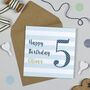 Candy Stripe 5th Birthday Card, thumbnail 1 of 7