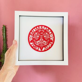 Personalised Ruby Wedding Paper Cut For Parents, 4 of 11