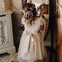 White Lace Flower Girl Dress With Sash In 35 Colours, thumbnail 6 of 8