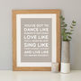 'Dance Like' Inspirational Quote Print, thumbnail 8 of 12