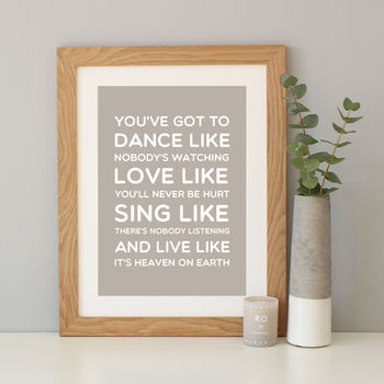 'Dance Like' Inspirational Quote Print, 8 of 12