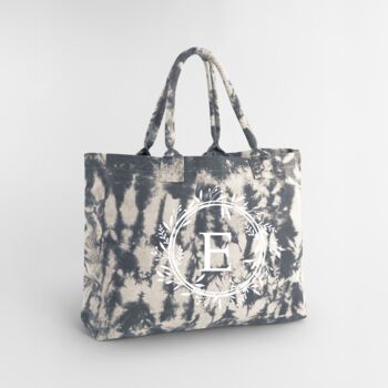 Personalised Tie Dye Canvas Tote Bag, Monogram Initial, 4 of 6