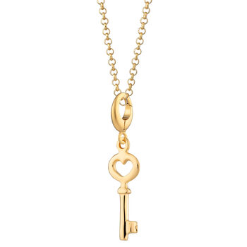 Gold Plated Key Charm Necklace, 2 of 9