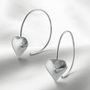 Heart Hoop Earrings In Shiny Sterling Silver, thumbnail 3 of 5