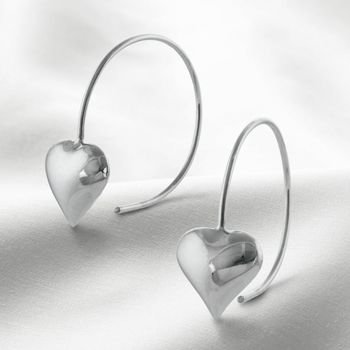 Heart Hoop Earrings In Shiny Sterling Silver, 3 of 5
