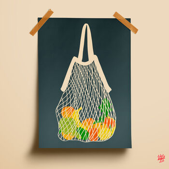 Fruit And Vegetables In String Bag Art Print, 2 of 2