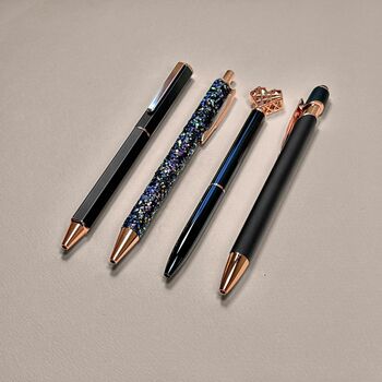 Black And Rose Gold Four Piece Pen Gift Set, 2 of 6