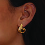 Wave Gold Hoop Earrings In 18 K Gold Plated Vermeil, thumbnail 6 of 7