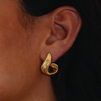 Wave Gold Hoop Earrings In 18 K Gold Plated Vermeil, 6 of 7