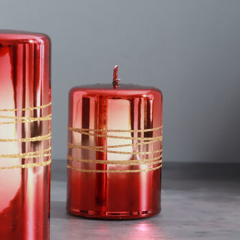 Red Metallic Candles With Gold Glitter Detail, 3 of 3