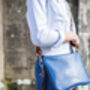 Royal Blue And Tan Leather Cross Body Bag, thumbnail 1 of 3