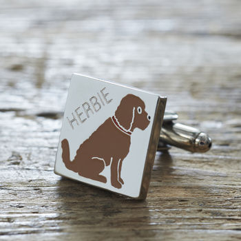 Daddy And Me Cockapoo Cufflinks And Dog Tag Set, 3 of 8