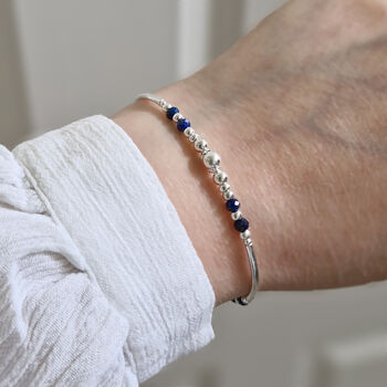 Lapis Lazuli And Sterling Silver Bracelet, September Birthstone Jewellery, 4 of 6