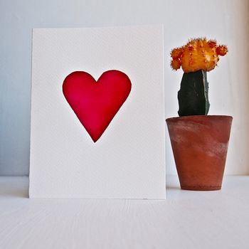 Original Watercolour Heart Valentines Engagement Card, 2 of 8