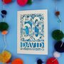 Personalised 50th Birthday Card Papercut Woodland Design, thumbnail 1 of 11