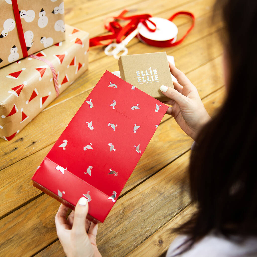 Medium Red Christmas Seagull Gift Wrap Box Bag