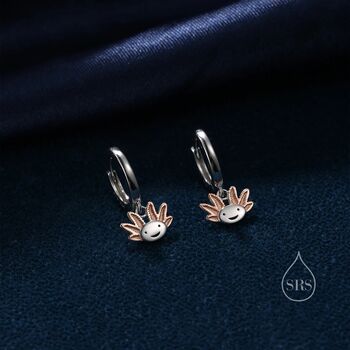 Axolotl Cute Sea Creature Hoop Earrings Sterling Silver, 3 of 11