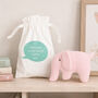 Pink Elephant Organic Rattle And Personalised Bag, thumbnail 1 of 2