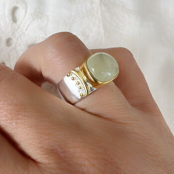 Latia Prehnite Ring Gold And Silver Ring, 3 of 5